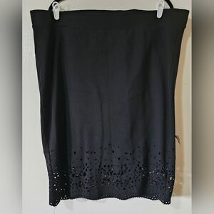 Torrid Elegant Black Pencil Skirt with Laser Cut Hem